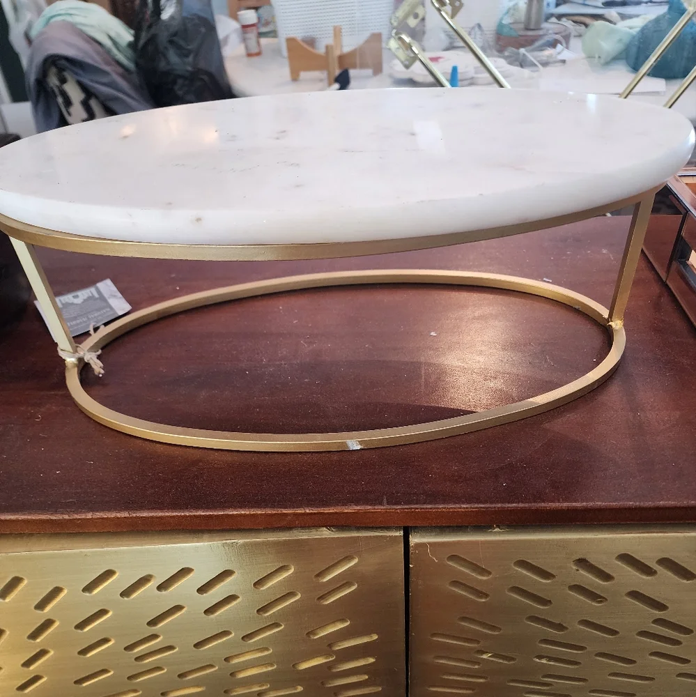 Gold Medal Oval Stand with Marble Top